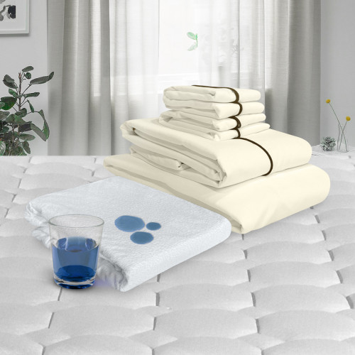Combo Protector Impermeable + Jgo de Sábanas Luxury